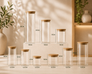 Potes Herméticos de Vidro e Bambu para Mantimentos | Kit com 9 ou 13 Peças