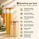 Potes Herméticos de Vidro e Bambu para Mantimentos | Kit com 9 ou 13 Peças