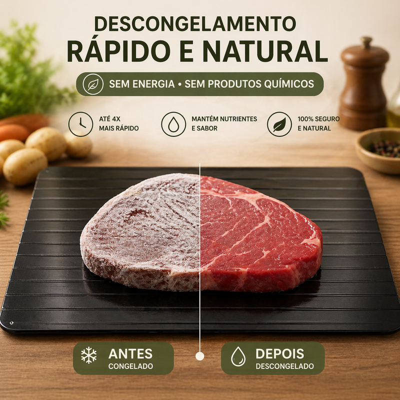 Placa de Descongelamento Rápido para Carnes e Alimentos | Degelo Natural Sem Micro-ondas