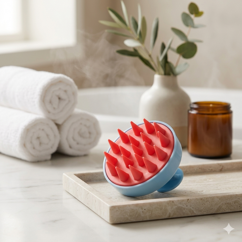 Escova Massageadora Capilar em Silicone – Antiqueda, Estimula Crescimento e Limpeza Profunda