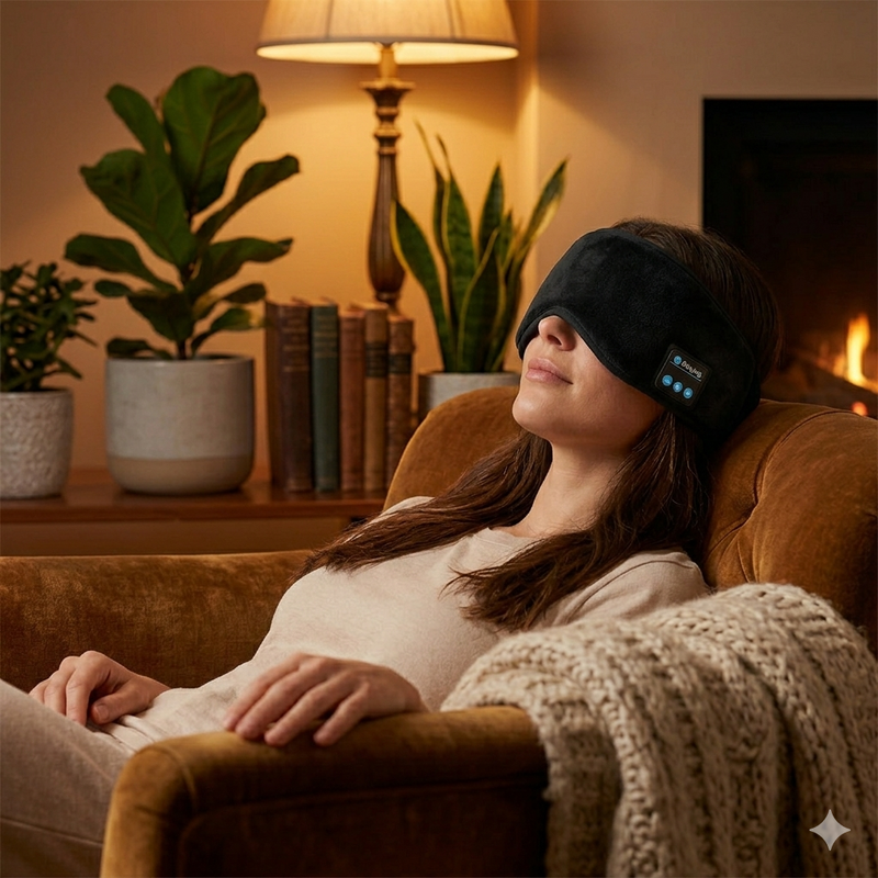 Máscara com Fone Bluetooth – Ideal para Meditação Guiada, Relaxamento e Sono Profundo