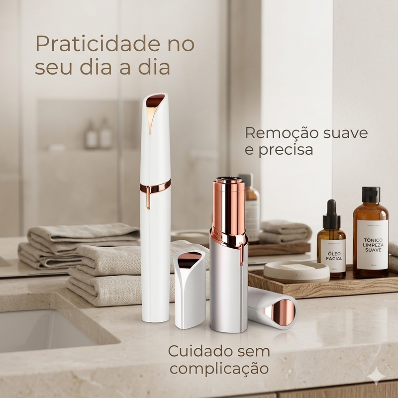 Kit Completo de Acabamento Facial Feminino 2 em 1 – Depilador e Aparador de Precisão