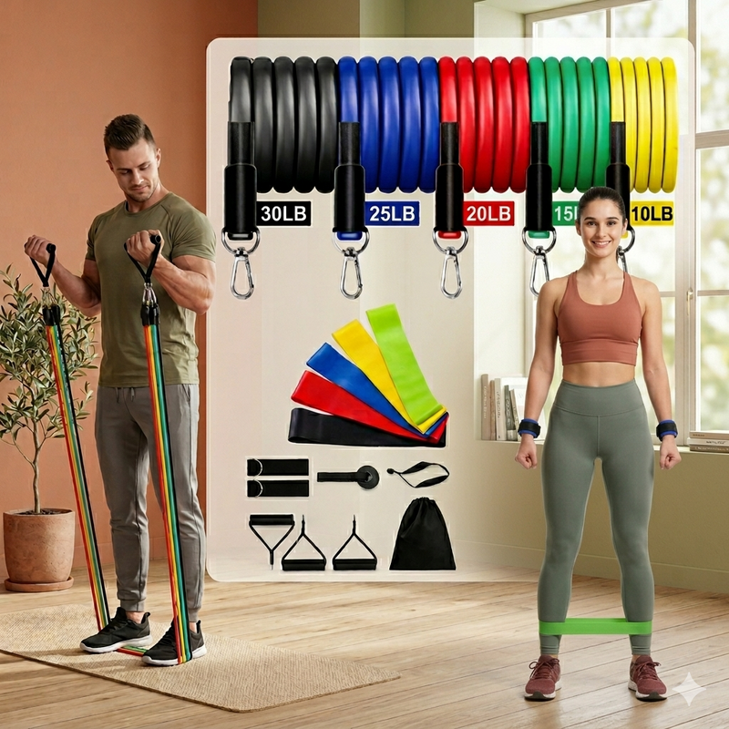 Kit Elástico de Resistência – Treine em Casa e Transforme seu Corpo