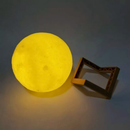 Abajur Luminária Lua Cheia 3d Led De Mesa Sem Fio Quarto Cúpula Branco Estrutura Marrom claro