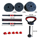 Kit Treino Funcional 10/15/20kg Halteres Barra Supino Kettlebell Preto