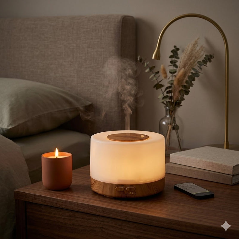 Difusor de Aromas e Umidificador Ultrassônico 500ml com LED 7 Cores